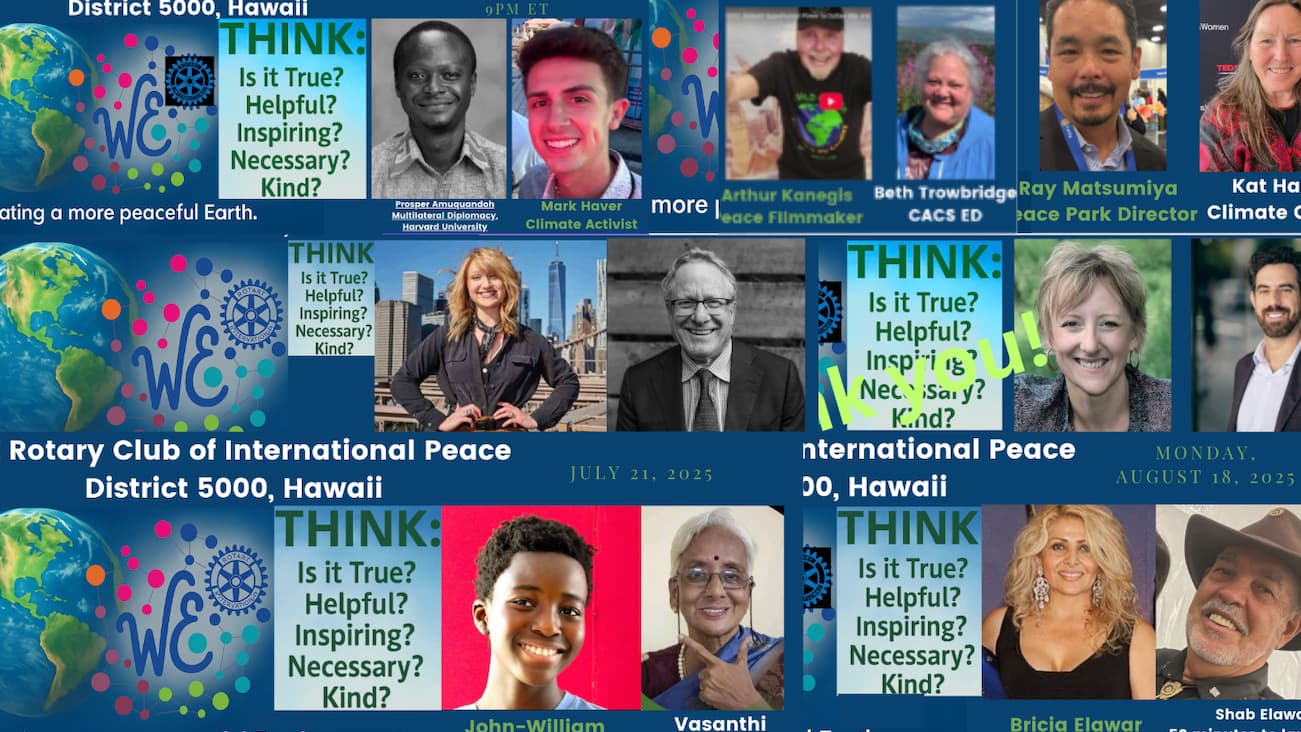 Collage of WE Rotary Club of International Peace speakers